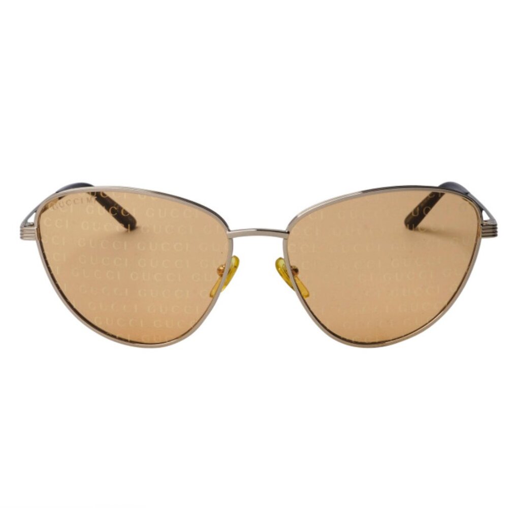 GUCCI GG0803S-004 Women Cat Eye Designer Sunglasses Gold Black/Peach Orange 58mm
